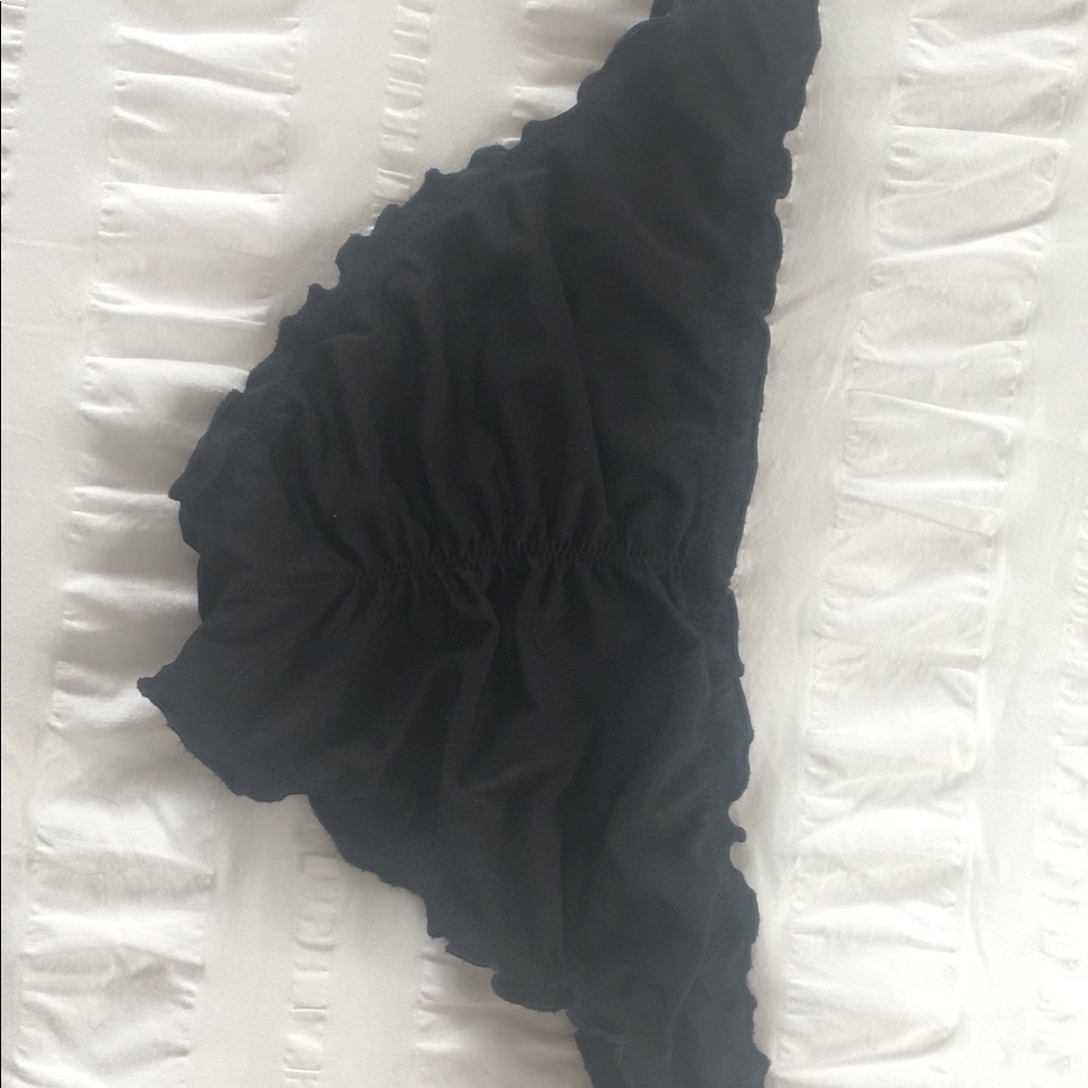 Black ruched full coverage swimsuit bottoms